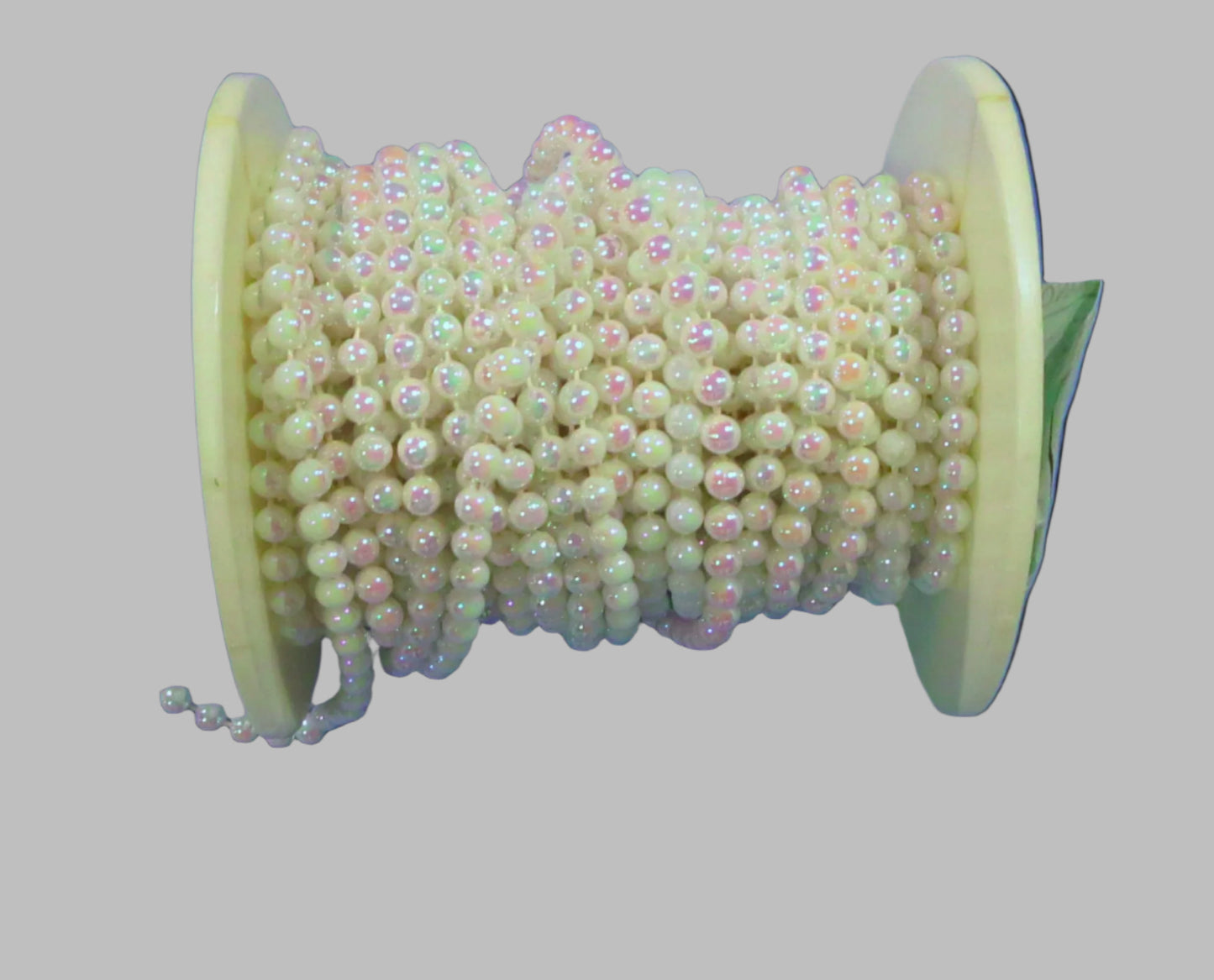 4mm AB plastic pearl trim on spool, Hong Kong vintage