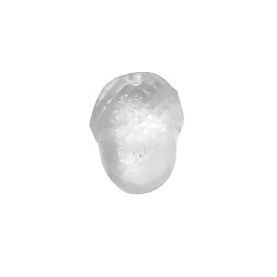 Crystal glass acorn drop with a raised hatched cup and smooth rounded lower section, 9×12 mm.