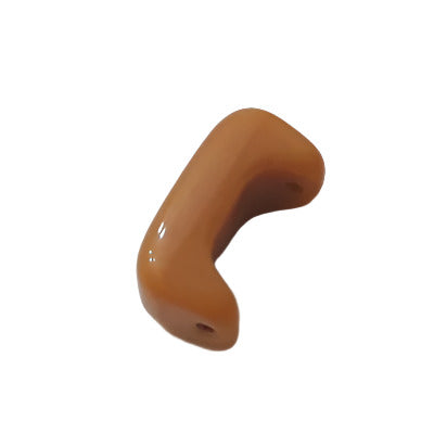 Tan half-link two-hole glass bead from Czechoslovakia, curved form, 8×16 mm.
