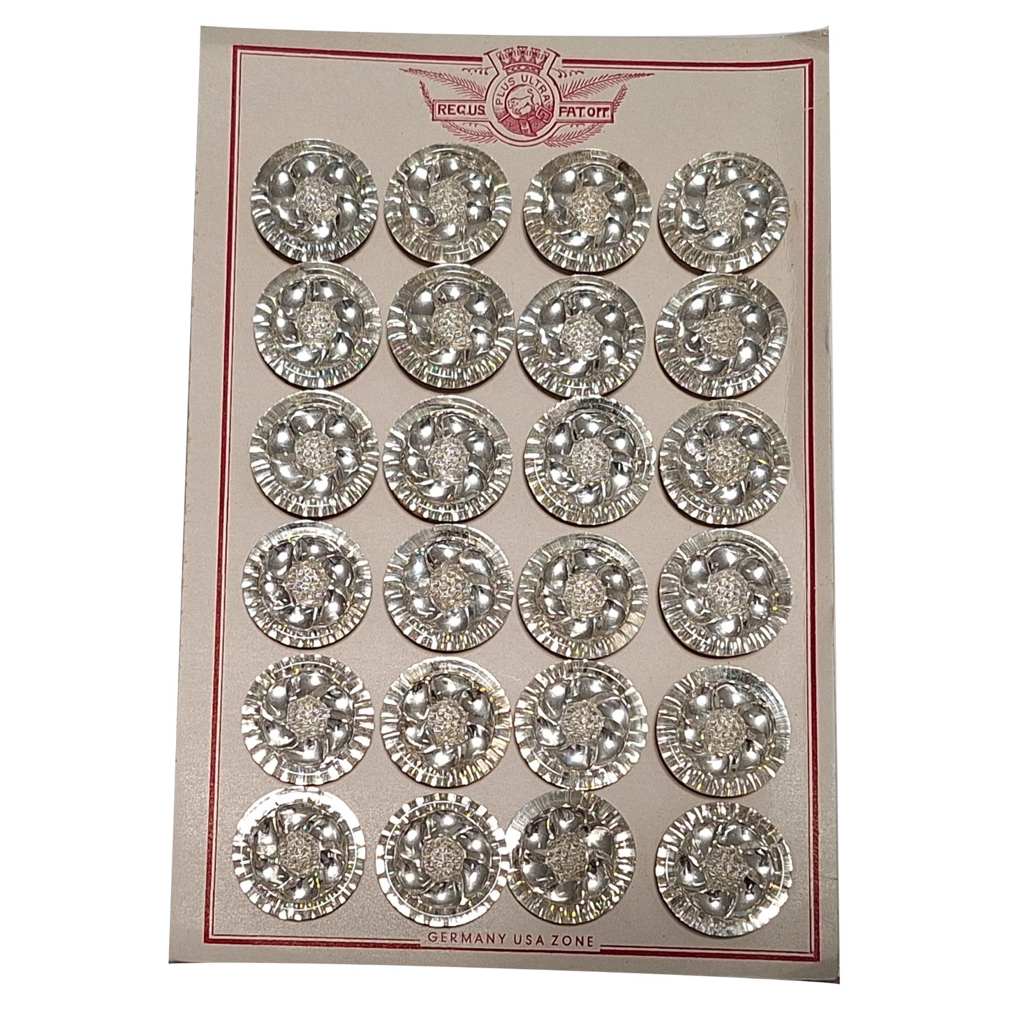 Mirrored Glass Button, Swirl Design, Shank – 23mm/36L – 1 Gross