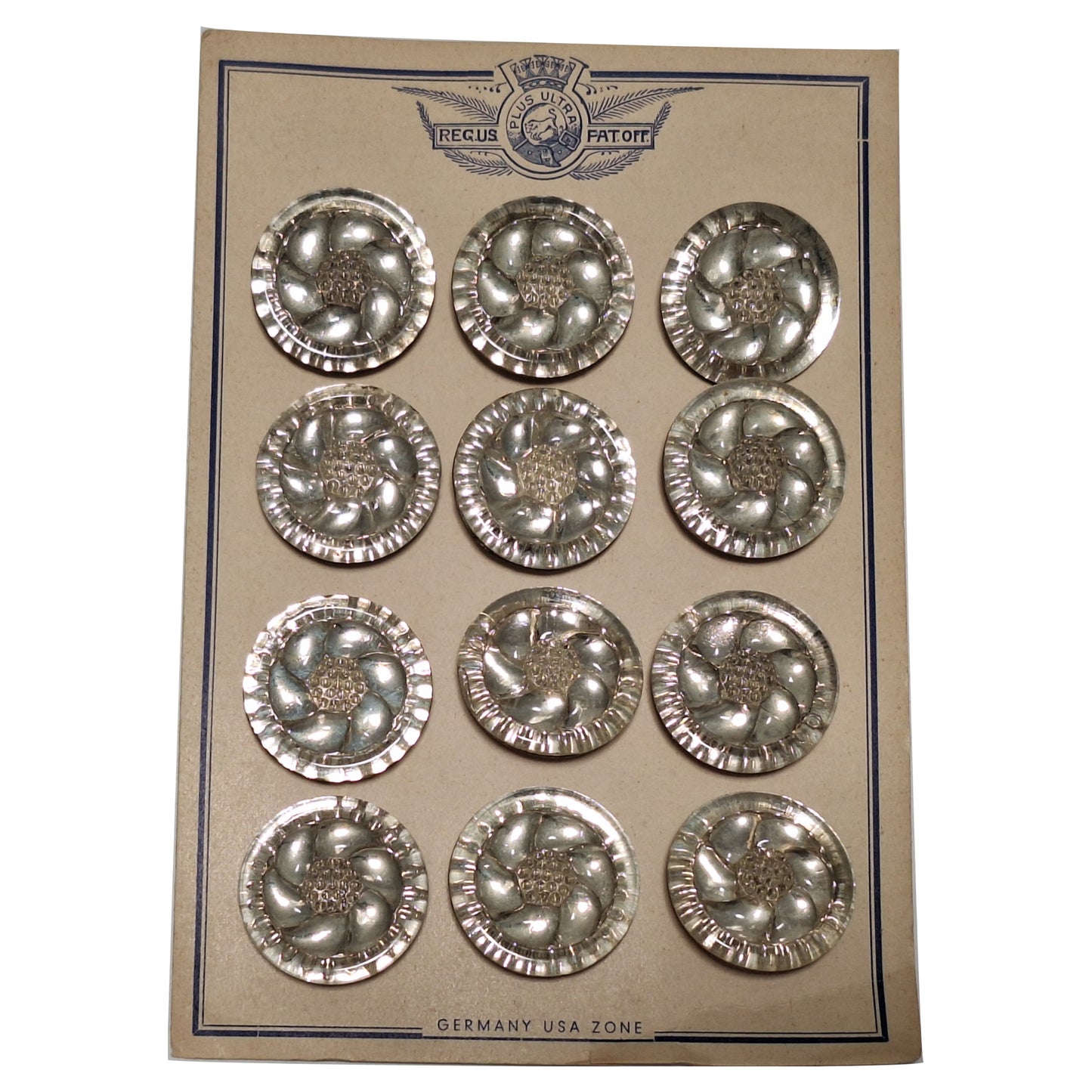 Mirrored Glass Button, Swirl Design, Shank – 29mm/45L – 1 Gross