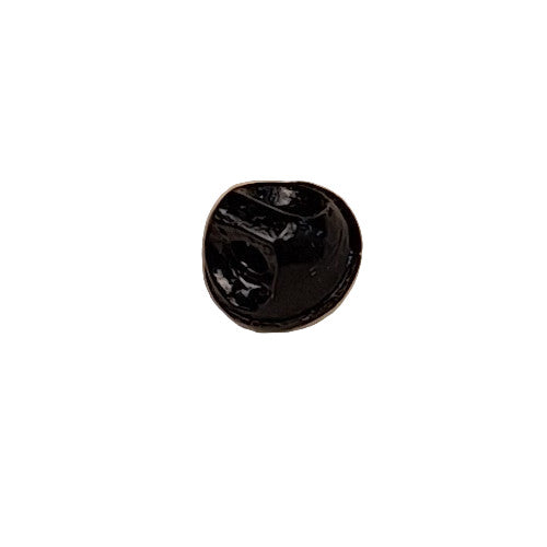 Black glass button, oval shape, shank back, 8mm