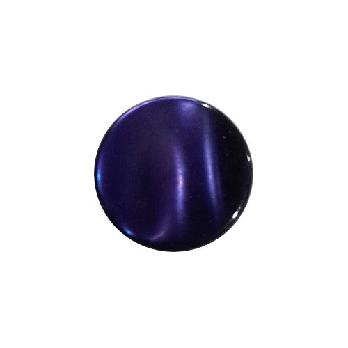 Front view of indigo dyed Troca shell button with natural nacre reflection and a self-shank attachment, 11.4mm.
