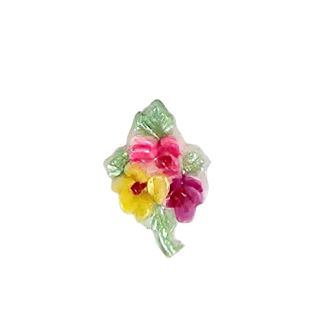 Three Flowers Plastic Flat Back – Hand-Painted, Right – 13×20mm – 1 Gross