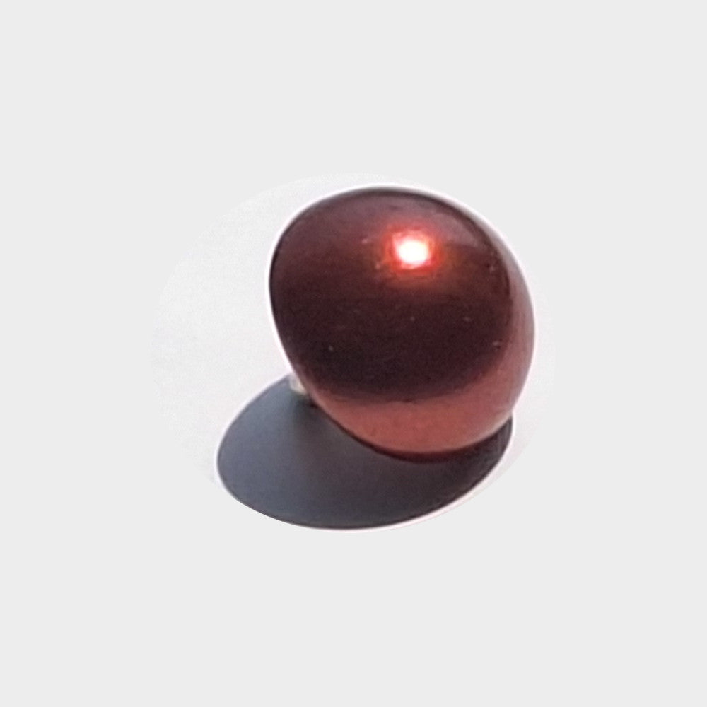 Brown pearlized half ball button with screw shank, angled to show curved reflective surface.