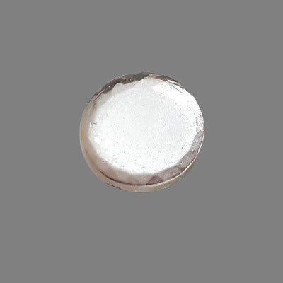 Crystal 10 mm round flat-top mirrored glass cabochon shown in close-up.