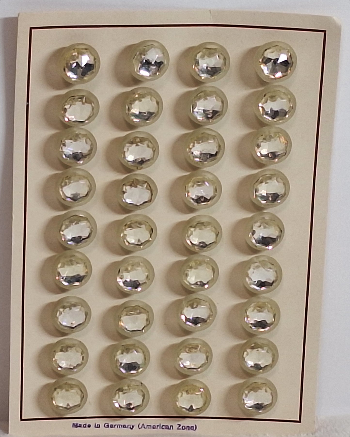 Mirrored Glass Button, Faceted Octagon in Frosted Shell – 14mm/22L – 1 Gross