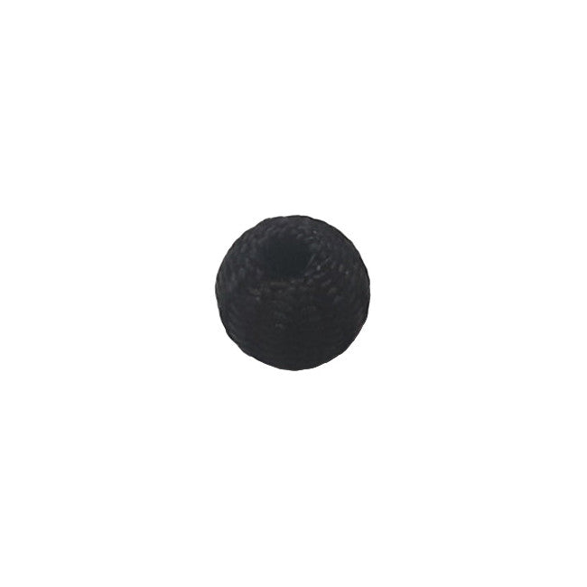 Black 7 mm rayon 'milan' bead with woven texture and silk-like sheen