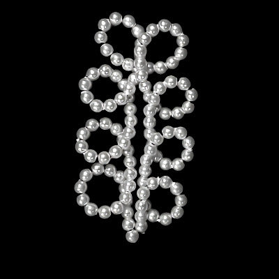 Tree-shaped pearl beaded wire ornament with wire stem, 15×50 mm