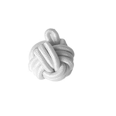 White Chinese knot button with loop attachment, 12mm.