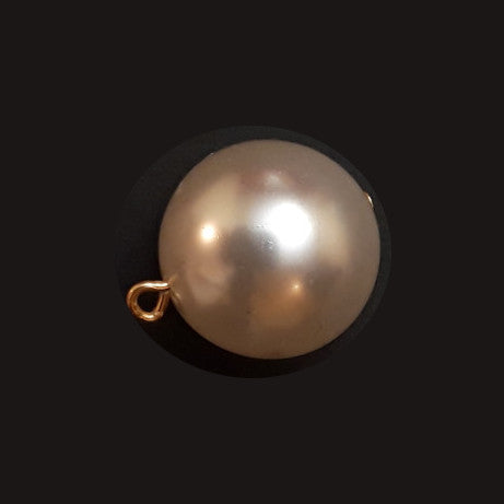 Pearl pearlized full ball button in 22mm size with pin shank shown with smooth pearl surface and rounded form, 22mm.