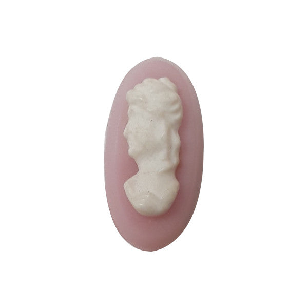 Glass Cameo Cabochon – Pink & White – 9×16mm – 1 Gross