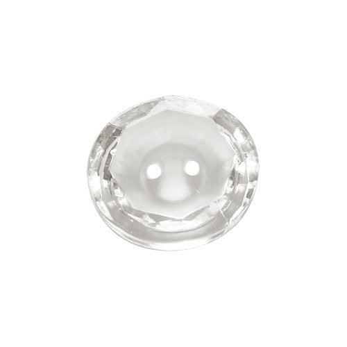 2-hole octagonal crystal glass button with concave frosted center 11.4mm