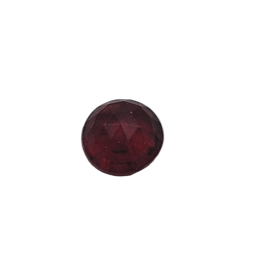 Ruby round faceted translucent glass pin topper, 8mm, vintage.