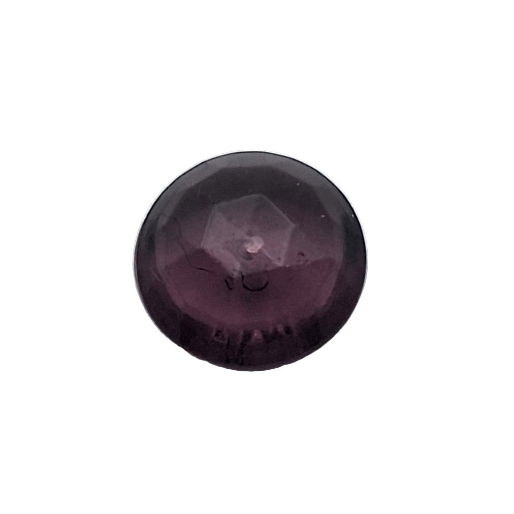 Amethyst round faceted translucent glass pin topper, 10mm, vintage.
