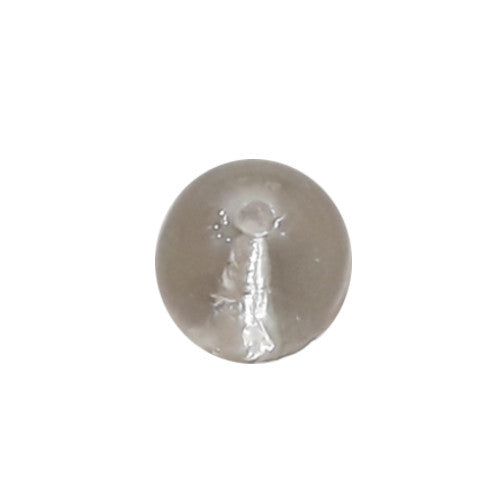 Clear glass druk bead, round shape with center hole, smooth surface, 10mm size