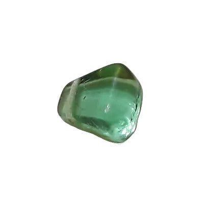 Emerald green glass kernel drop with smooth rounded shape and side-drilled hole, 8×10 mm.