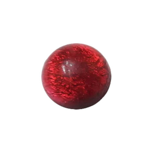 Ruby glass cabochon with Fire Ruby internal inclusions, domed surface, 11mm, flat back