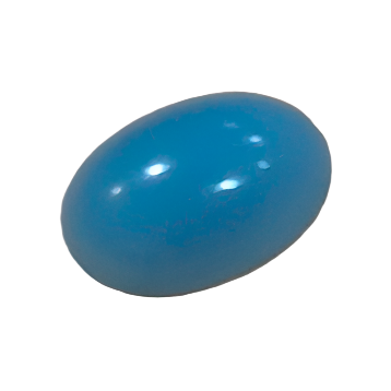 Turquoise 10×7 mm oval imitation-turquoise glass cabochon with a polished back on a neutral background