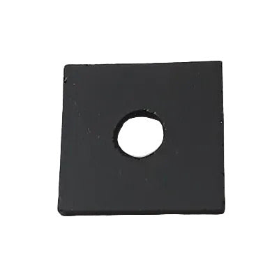 Black glass spacer bead, flat square shape with center hole, 15mm size