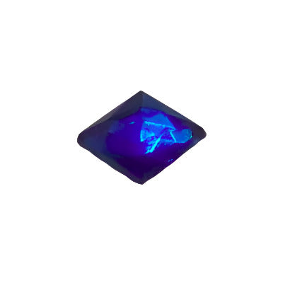 Sapphire mirrored glass diamond-shape cabochon, 6×8 mm.