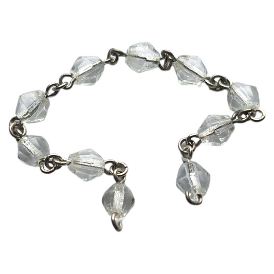 Crystal bead chains with faceted bicone glass beads, 6 mm, linked with silver-colored connectors
