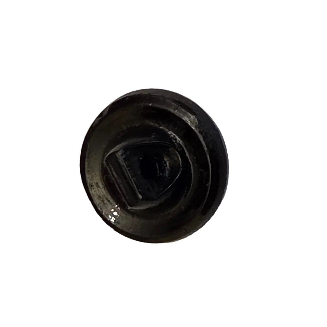 back of black glass self-shank button.