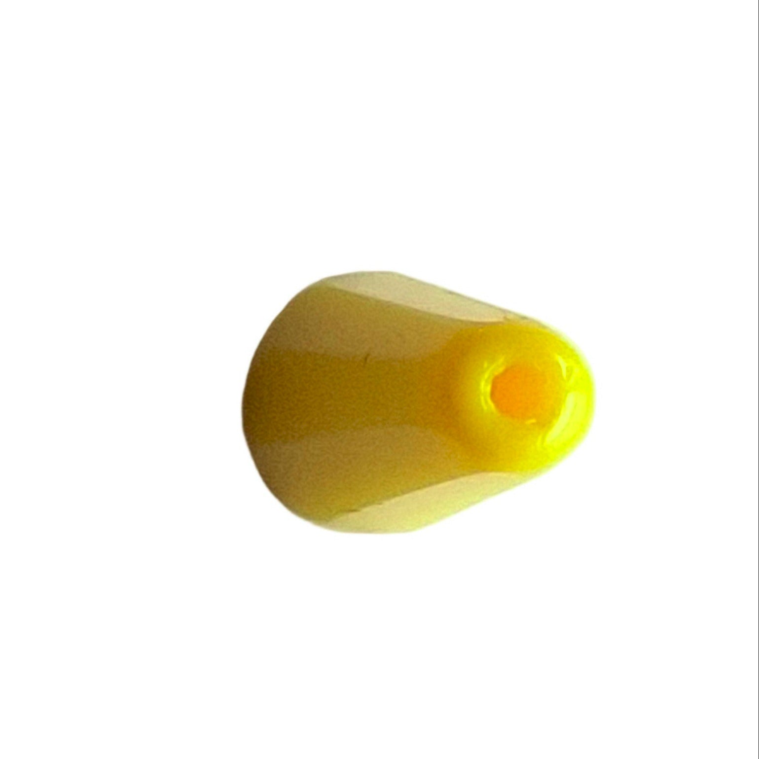 Yellow glass cone-shaped spacer bead with long vertical facets, 6×10 mm, viewed from the top.