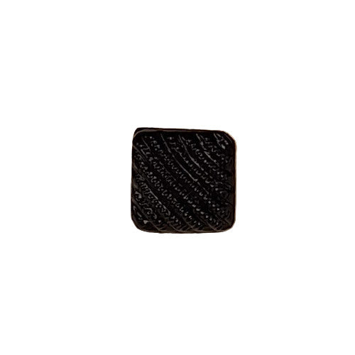 Ribbed square black glass button, 11.4mm