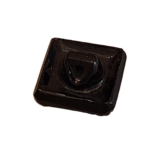 Square Black glass button, shank back, 18mm