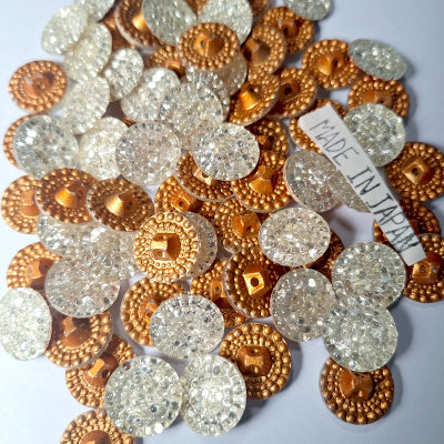 Mirrored Glass Button, Pebbled Surface – 18mm/28L – 1 Gross