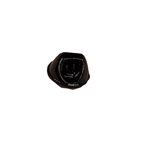 Black glass button, shank back, 8mm