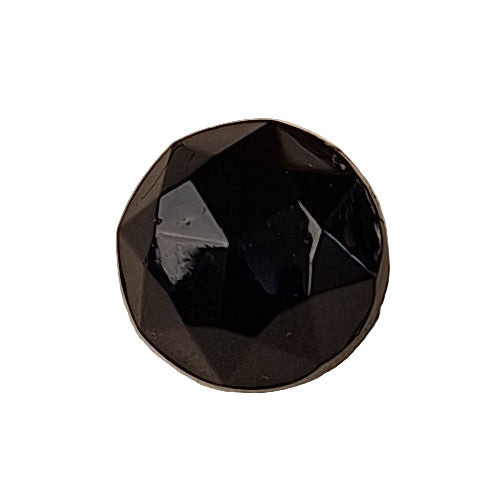 Faceted 3/4-ball black glass button, 14mm/22L