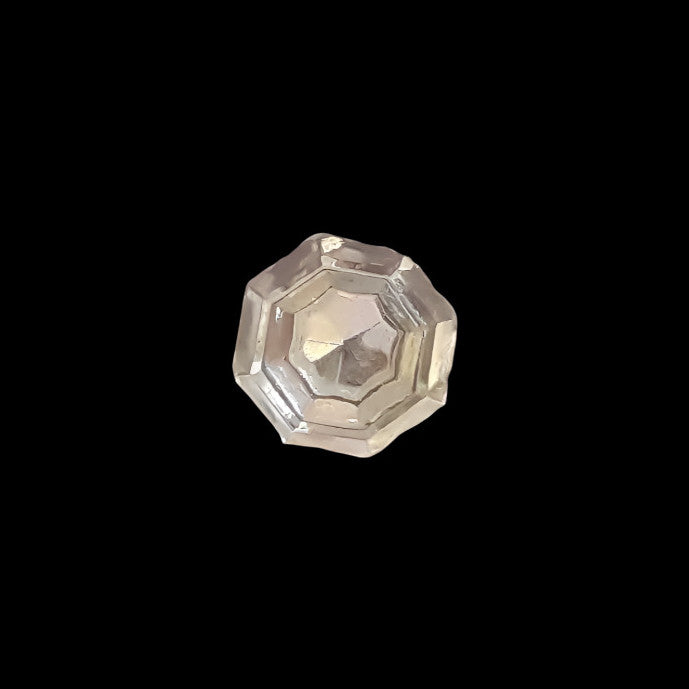 Mirrored glass button with 8-sided shape and raised perimeter edge, 9mm