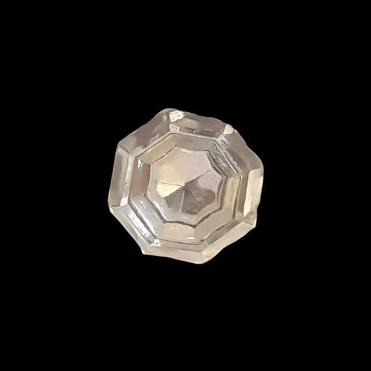 Mirrored glass button with 8-sided shape and raised perimeter edge, 11.4mm