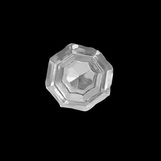 Mirrored glass button with 8-sided shape and raised perimeter edge, 11.4mm