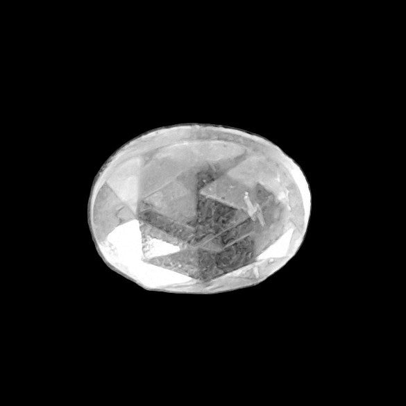 Mirrored glass button with oval jeweled design, 14mm