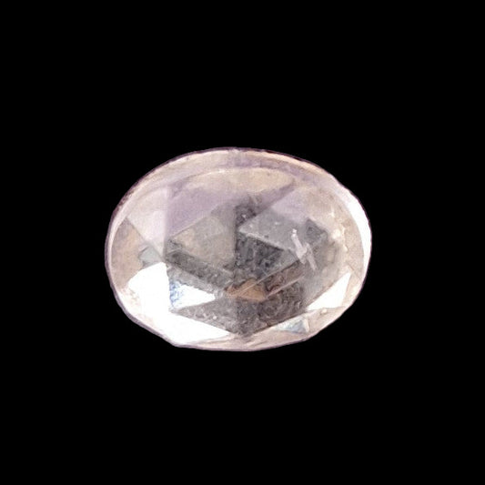 Mirrored glass button with oval jeweled design, 14mm