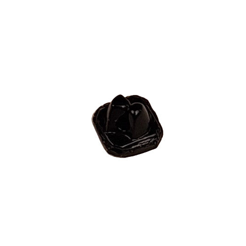Square black glass button, shank back, 9mm