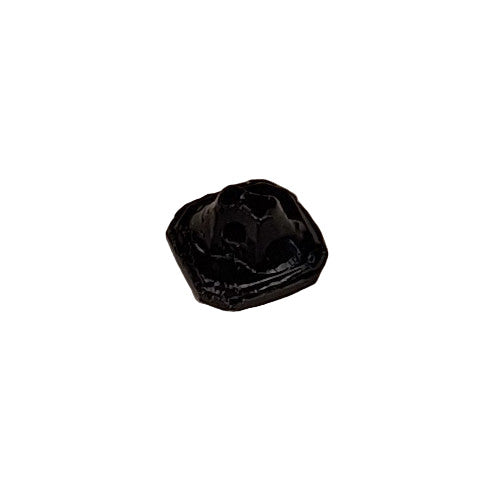Square black glass button, shank back, 11.4mm