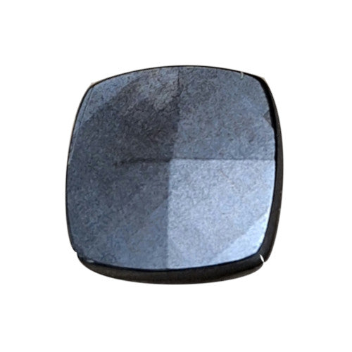 Gunmetal lustre square button with faceted pyramid top and smooth rounded edges