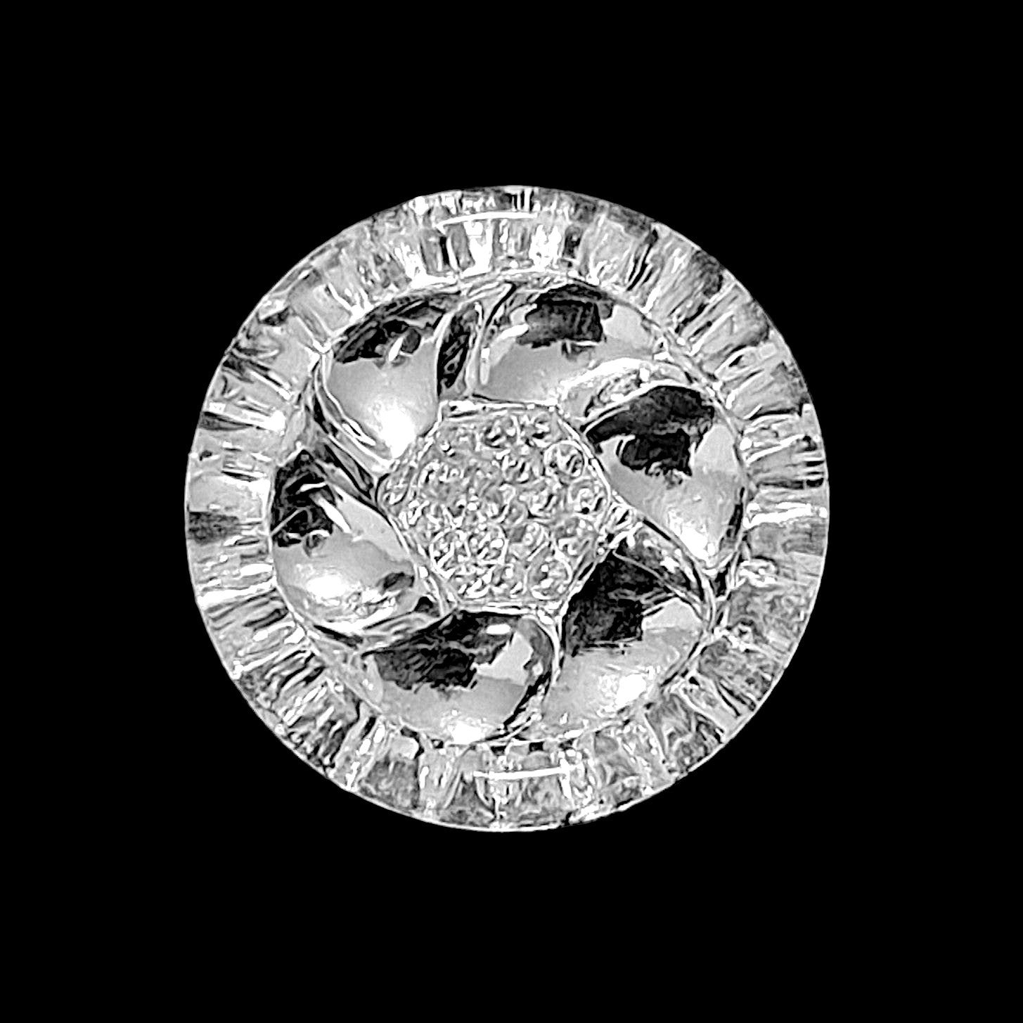 Mirrored glass button with swirl design, 29mm
