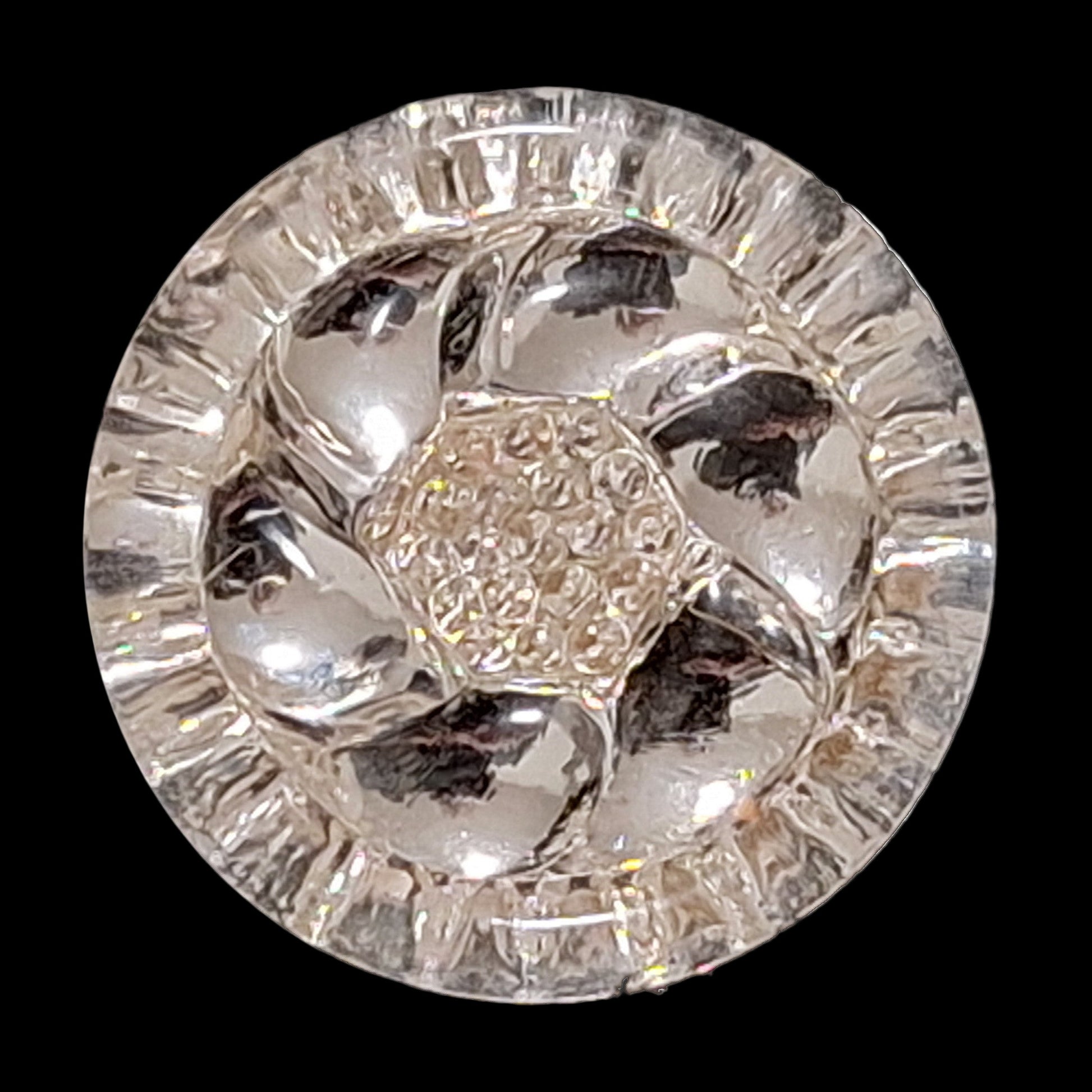 Mirrored glass button with swirl design, 29mm