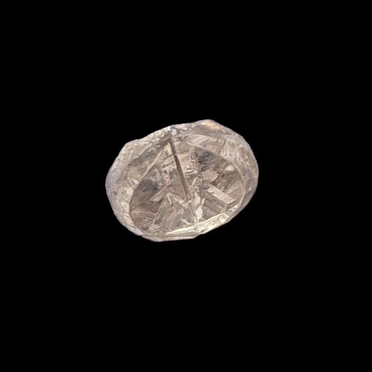 Oval convex mirrored glass button with silvered back and channel shank, 8×10mm