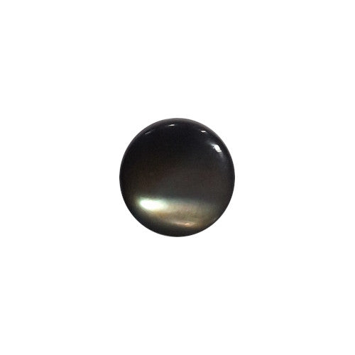 Front view of smoke Troca shell button with natural nacre reflection, self-shank, 8mm.