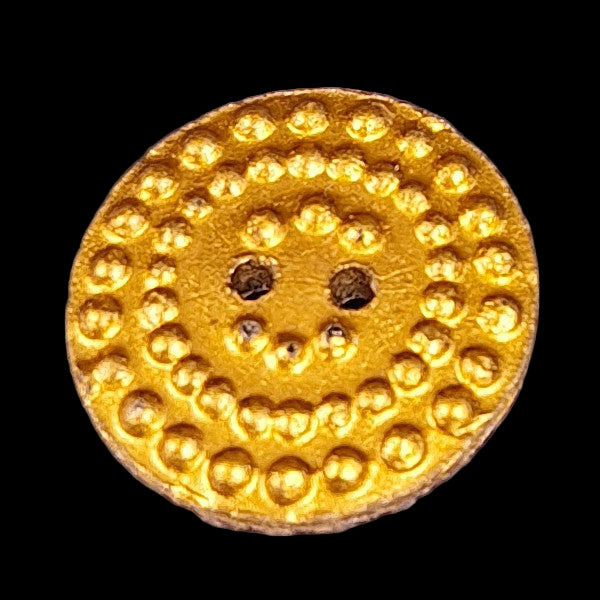 Back view showing gold mirror back of two-hole button