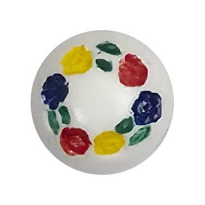 White Glass Button, Multicolor Floral Wreath, Sew-On - 18mm/28L - 1 Gross