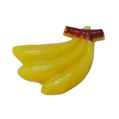 Hand-painted plastic flat back banana bunch with yellow and brown detailing, 13×22mm.
