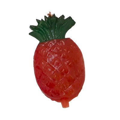Hand-painted plastic flat back pineapple with red and green detailing, 12×22mm.