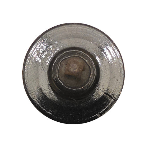 Back of a glass button with a bell shank